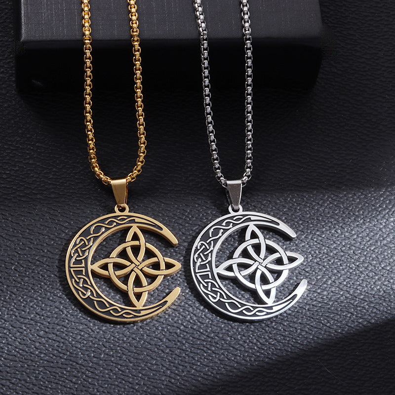 Collier pendentif lune celtique