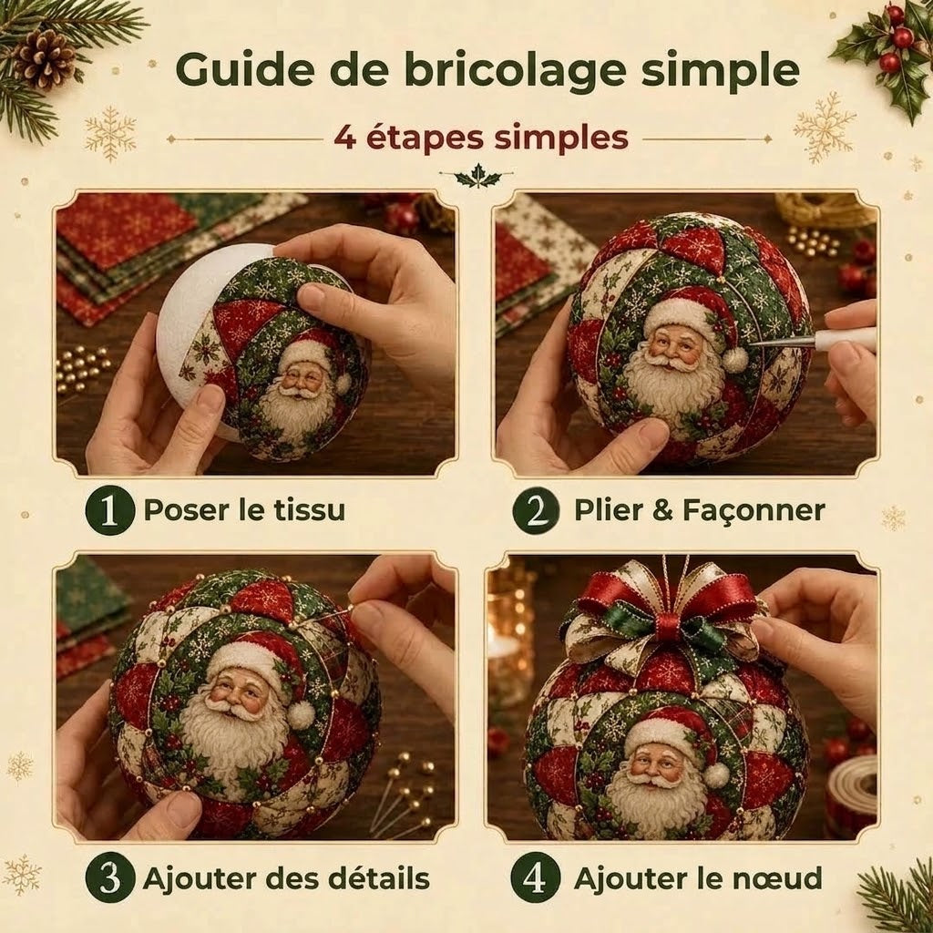 Kit DIY de boules de Noël en patchwork