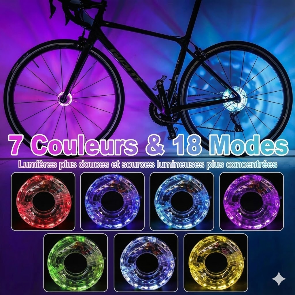 Éclairage LED des moyeux de roue pour rouler de nuit