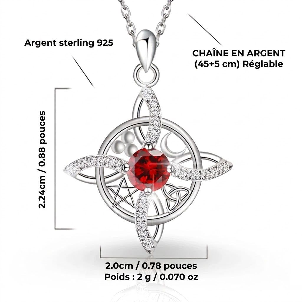 Collier avec nœud de sorcière et pierre de naissance