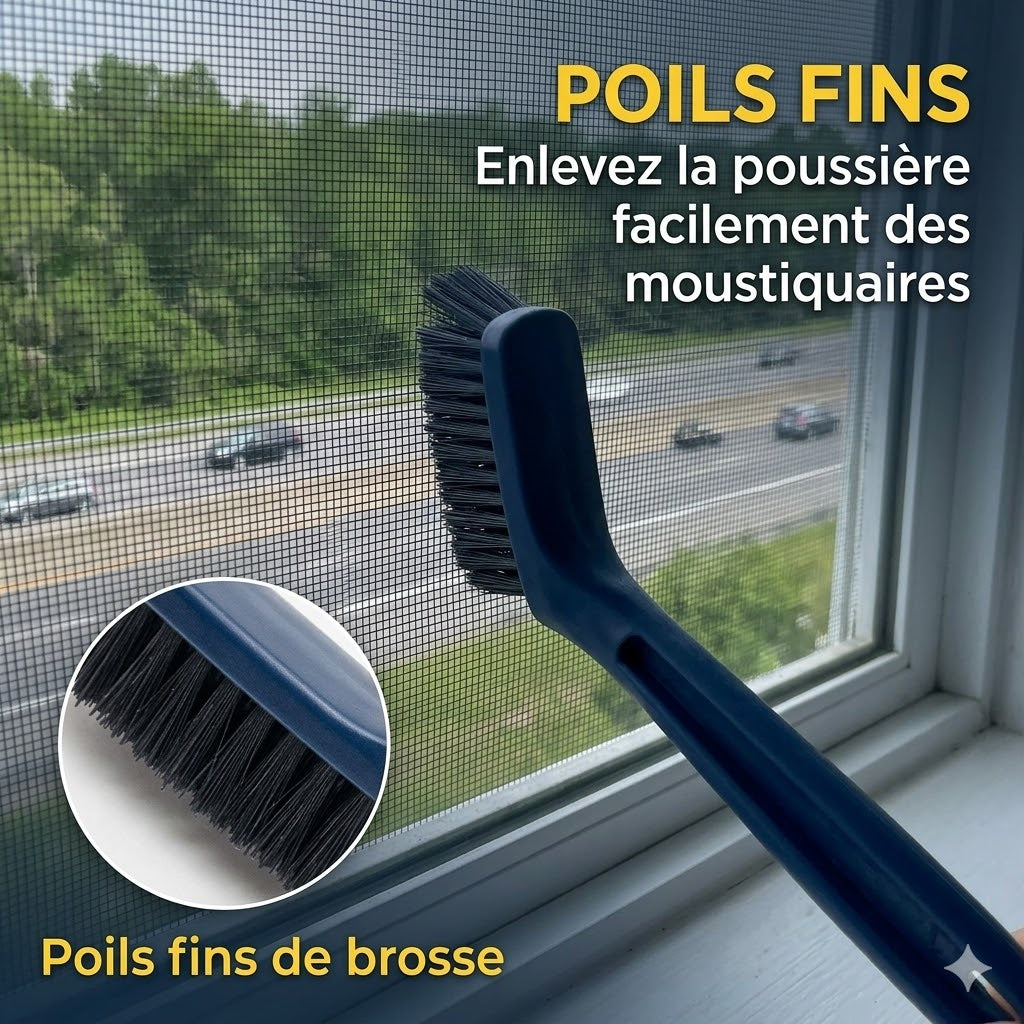Brosse multifonction 2-en-1 pour vitres et moustiquaires