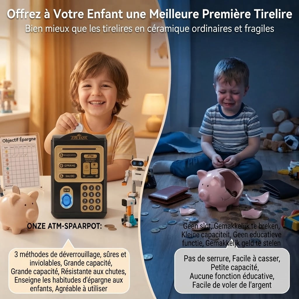Tirelire distributeur automatique pour enfants avec mot de passe