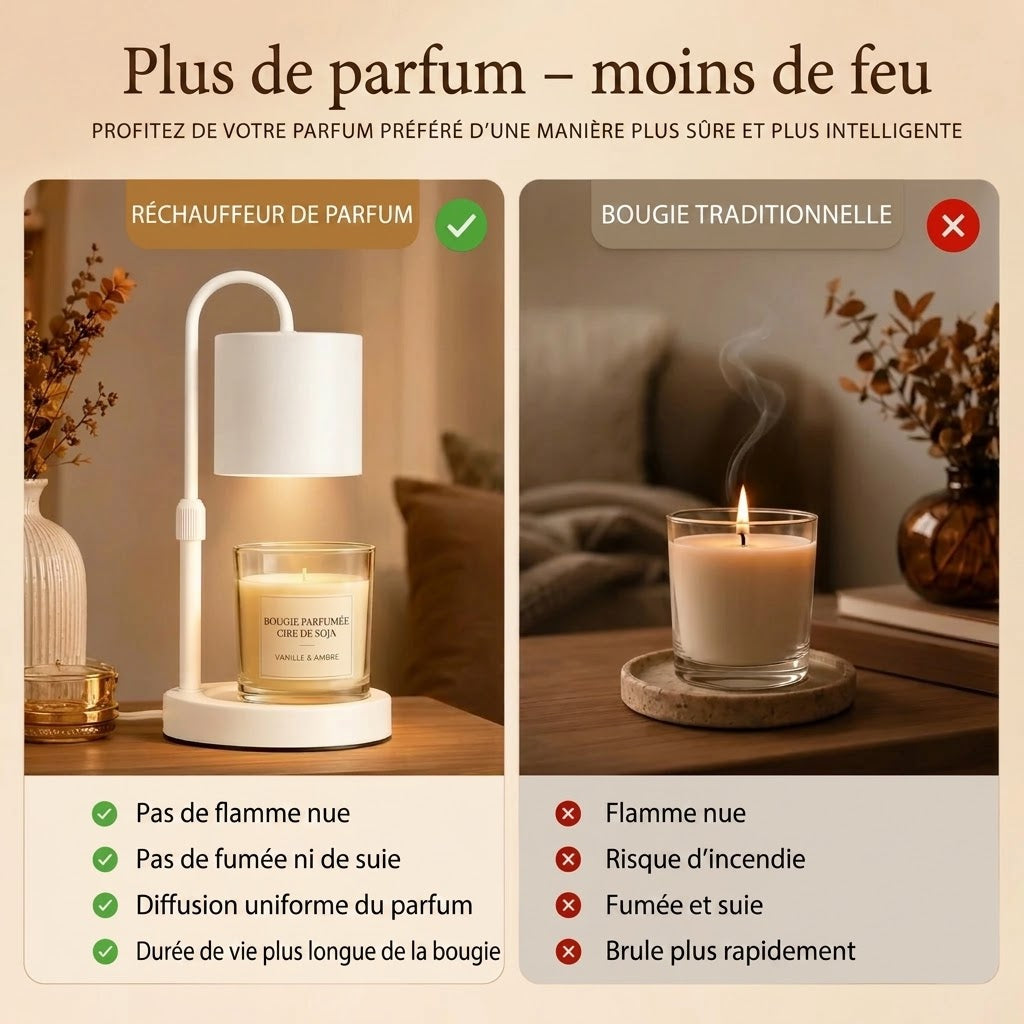 Lampe chauffe bougie sans flamme nue