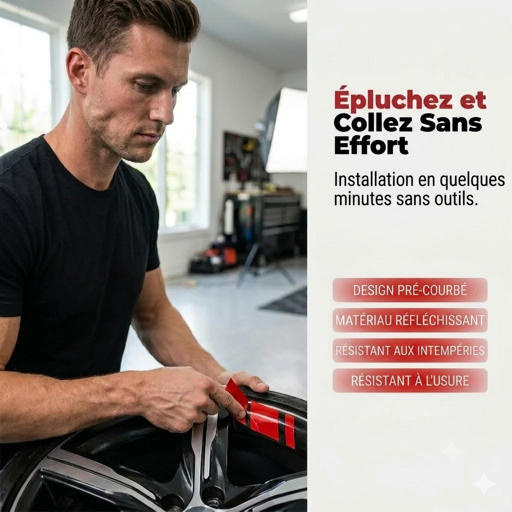 Liserets de jante réfléchissants pour roues de voiture