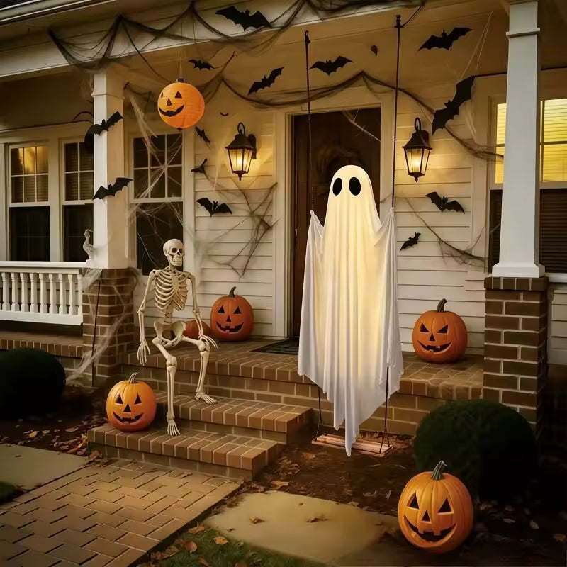 Balançoire fantôme suspendue avec éclairage LED pour Halloween