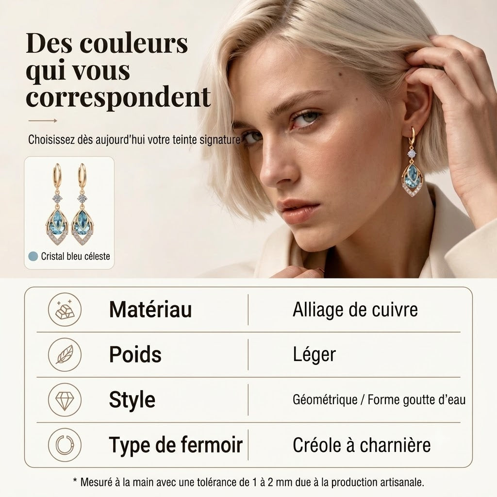 Boucles d’Oreilles Pendantes Bleu Ciel