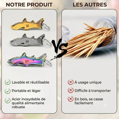 Porte-clés multitool 3 en 1 en forme de requin
