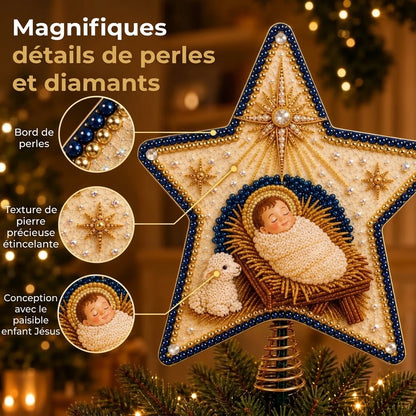 Kit DIY religieux pour cime de sapin de Noël avec perles et diamants