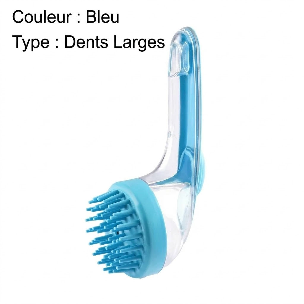 Brosse de bain pour animaux avec long manche et distributeur de shampoing