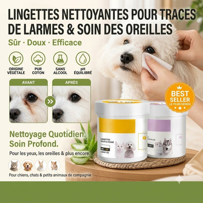 Lingettes sans alcool pour les yeux et les oreilles des animaux