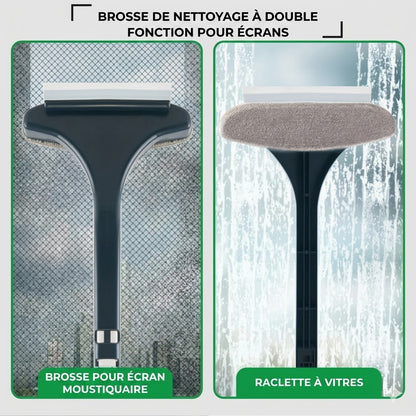 Brosse multifonction 2-en-1 pour vitres et moustiquaires