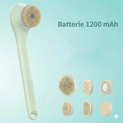 Brosse de bain électrique exfoliante à long manche avec moteur puissant pour un nettoyage en profondeur