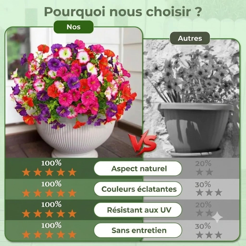 Bouquet de pétunias artificiels résistant aux UV