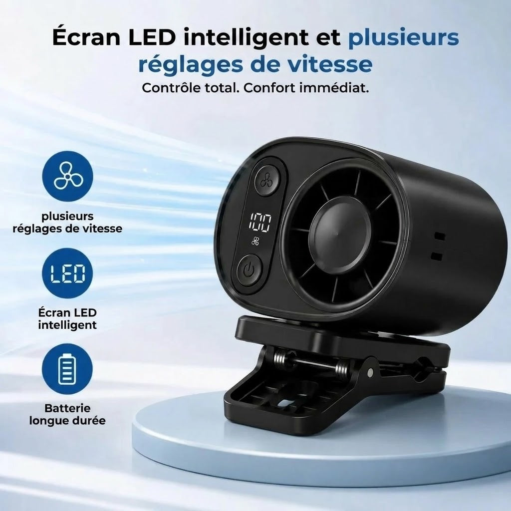 Ventilateur rechargeable pour voiture avec pince