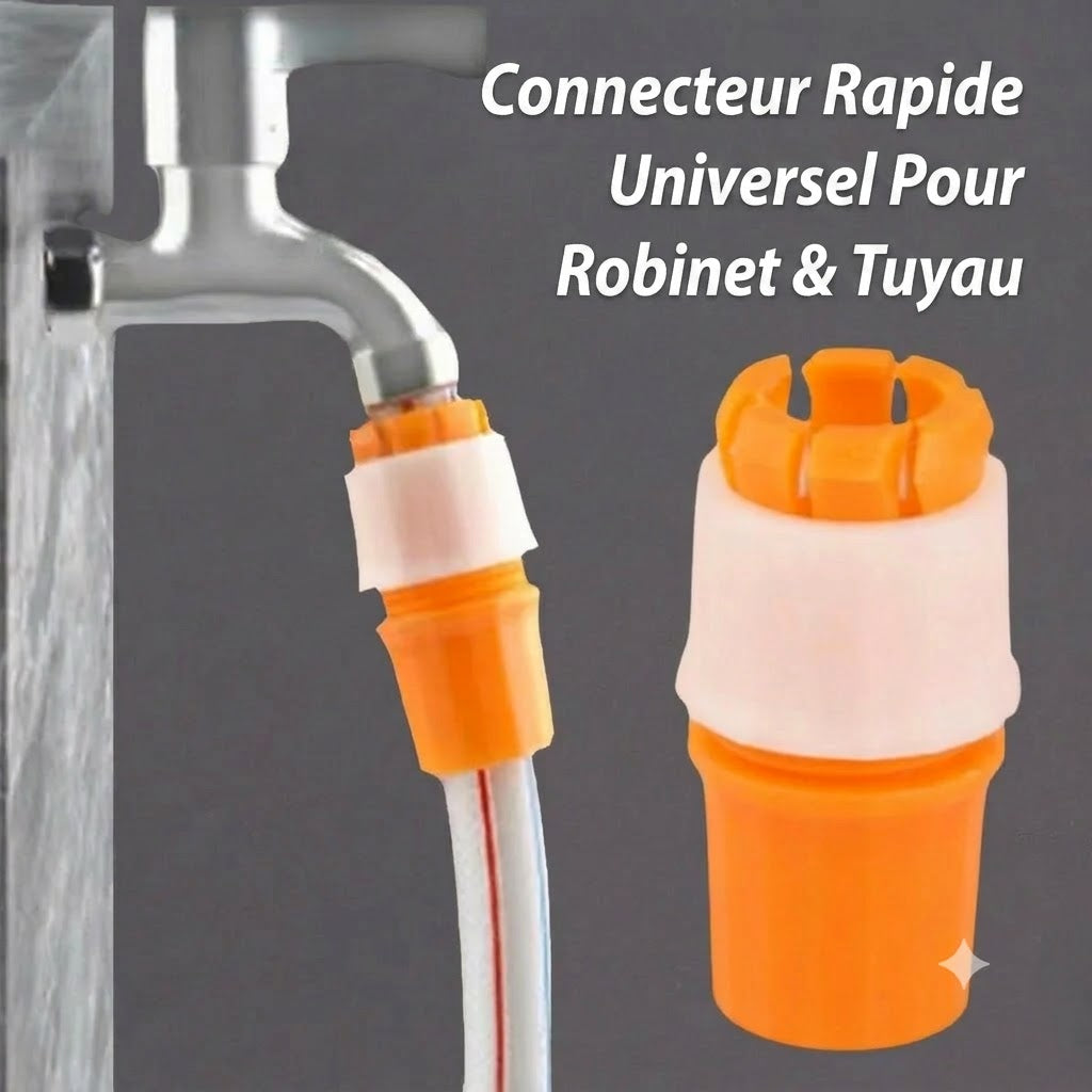 Raccord rapide universel étanche pour tuyau d’arrosage et robinet