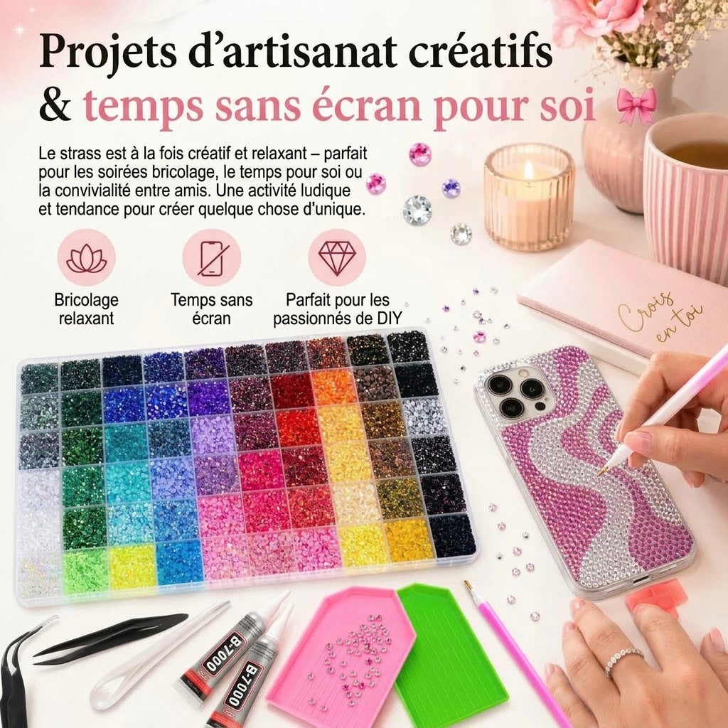 Kit de strass Bedazzle avec 48 000 pièces en 60 couleurs