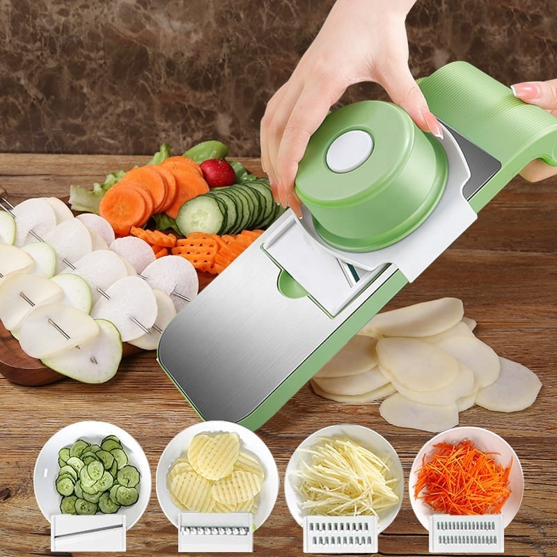 Hachoir de cuisine multifonctionnel avec protège-main (couteau à 6 lames + protège-main)