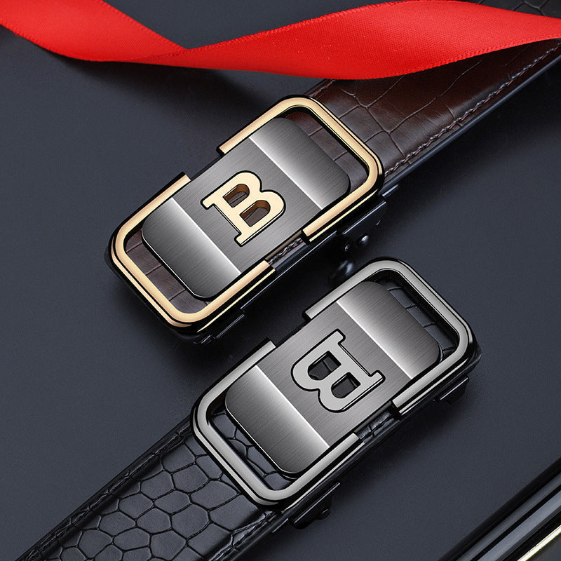 Ceinture pour homme à boucle automatique motif crocodile