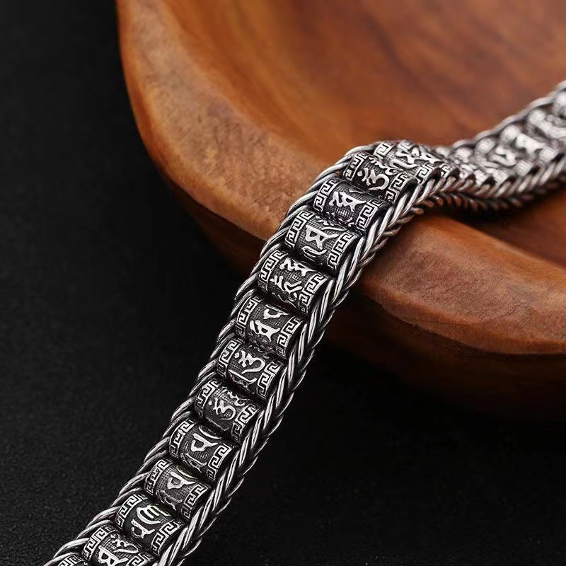 Bracelet moulin à prières tibétain – Argent sterling 925