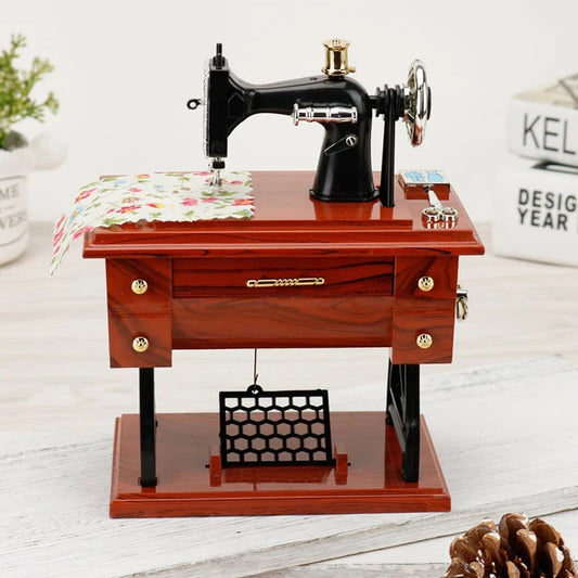 Boîte à musique mini machine à coudre en bois