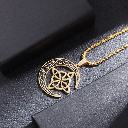 Collier pendentif lune celtique