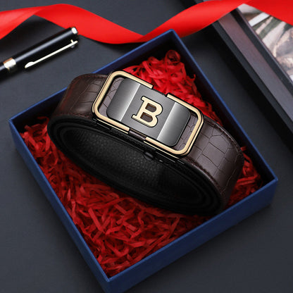 Ceinture pour homme à boucle automatique motif crocodile