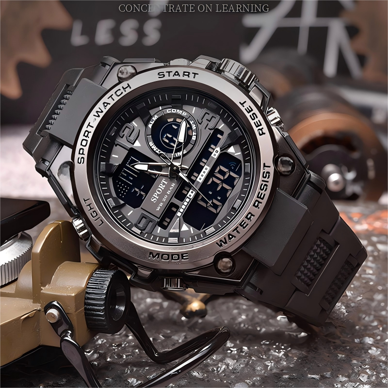 Montre de sport numérique avec éclairage nocturne (étanche)