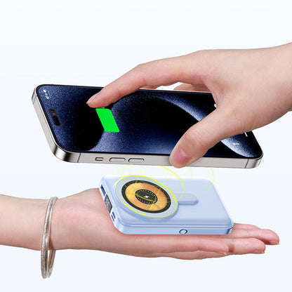 Batterie Externe Magnétique Sans Fil 10000mAh Charge Rapide Avec Support Téléphone