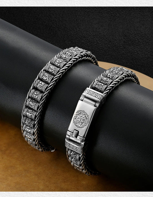 Bracelet moulin à prières tibétain – Argent sterling 925