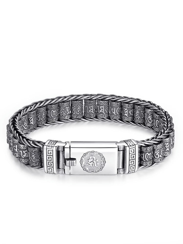 Bracelet moulin à prières tibétain – Argent sterling 925