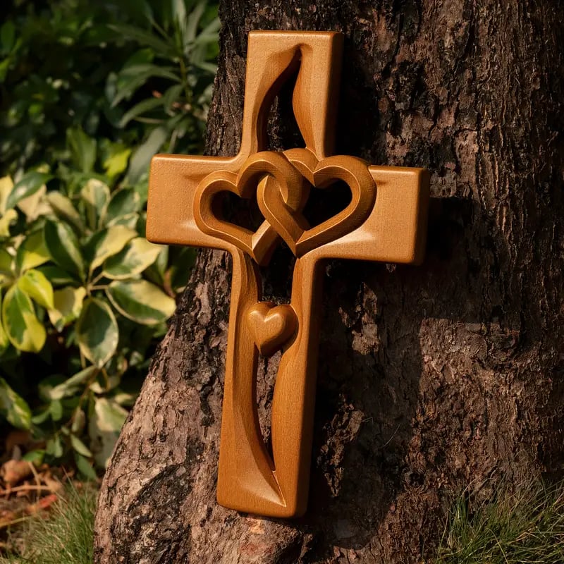 Cadeau de mariage sculpté à la main : Cœurs entrelacés