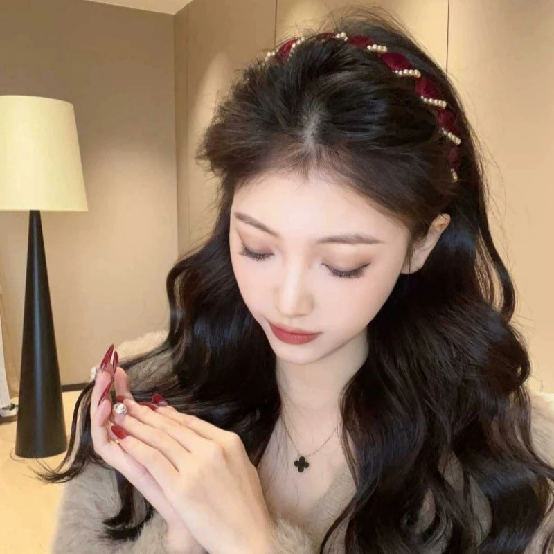 Bandeau à cheveux vintage en perles artificielles à haut crâne (lot de 3)