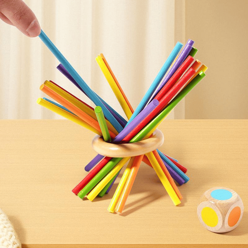 Jeu de bâtonnets en bois : Concentration et couleur