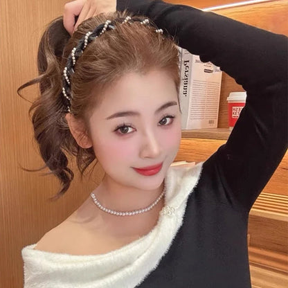 Bandeau à cheveux vintage en perles artificielles à haut crâne (lot de 3)