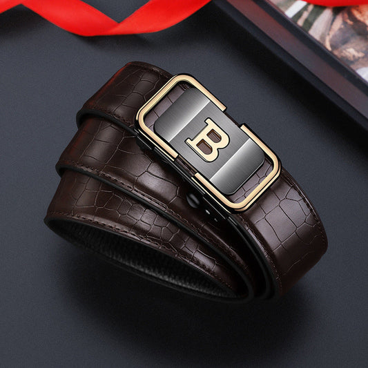 Ceinture pour homme à boucle automatique motif crocodile