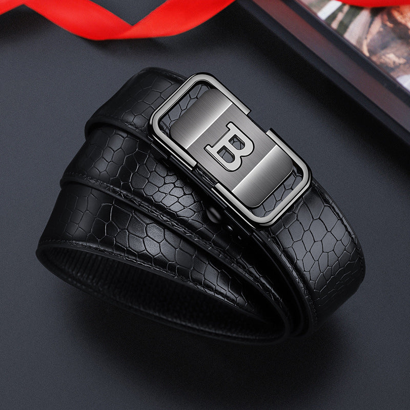 Ceinture pour homme à boucle automatique motif crocodile