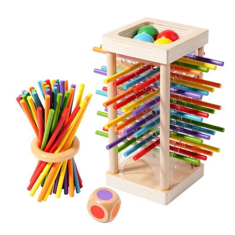 Jeu de bâtonnets en bois : Concentration et couleur