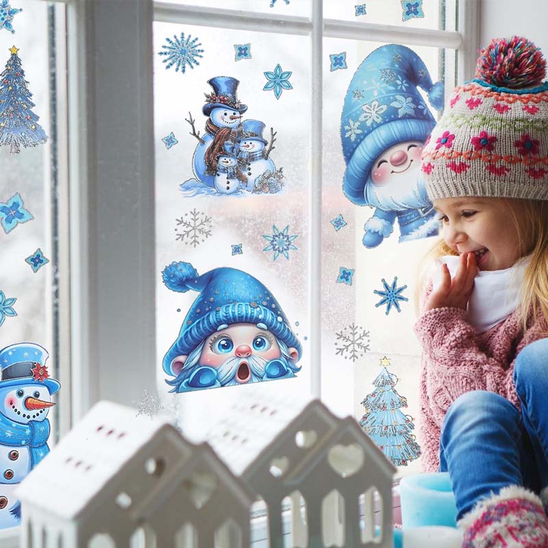 Ensemble de 9 autocollants scintillants pour fenêtres de Noël