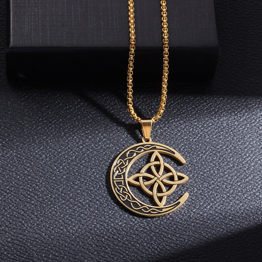 Collier pendentif lune celtique