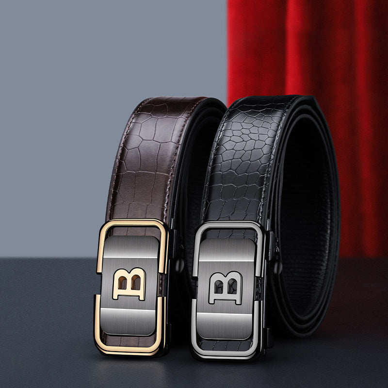 Ceinture pour homme à boucle automatique motif crocodile