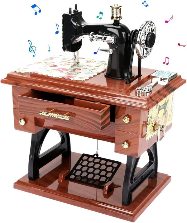 Boîte à musique mini machine à coudre en bois