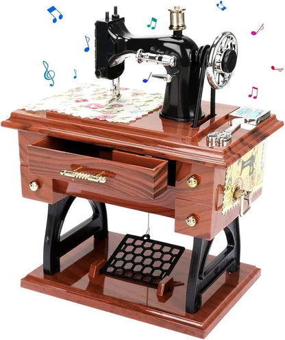 Boîte à musique mini machine à coudre en bois