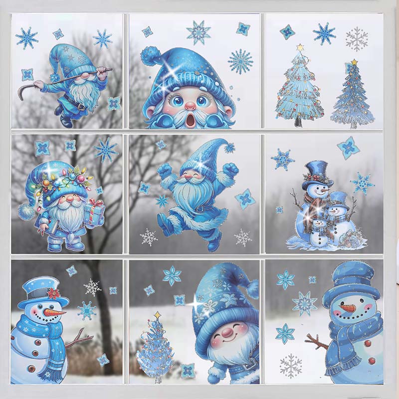 Ensemble de 9 autocollants scintillants pour fenêtres de Noël