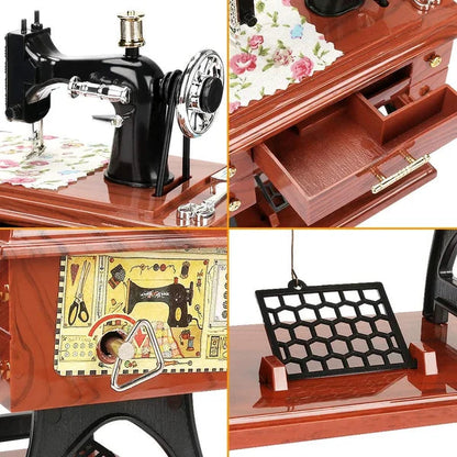 Boîte à musique mini machine à coudre en bois