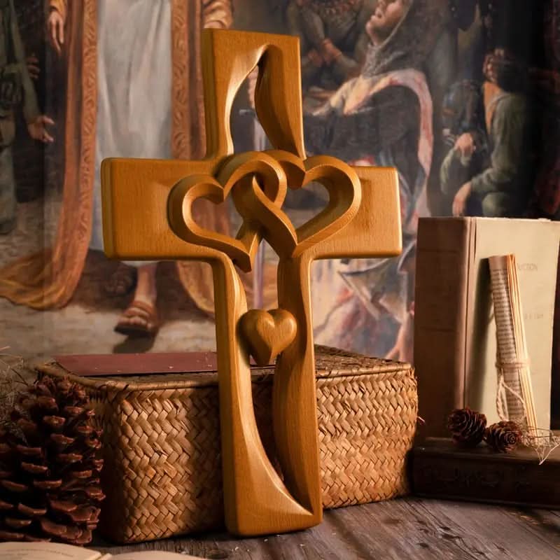 Cadeau de mariage sculpté à la main : Cœurs entrelacés