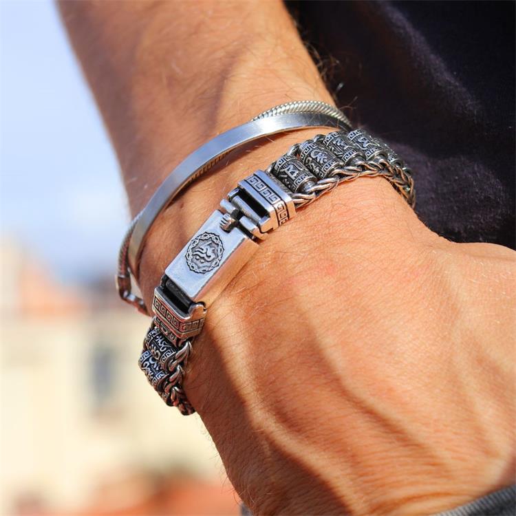 Bracelet moulin à prières tibétain – Argent sterling 925
