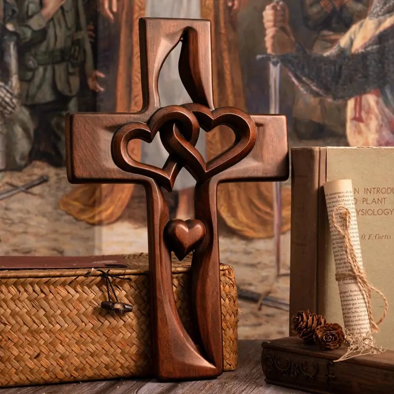Cadeau de mariage sculpté à la main : Cœurs entrelacés