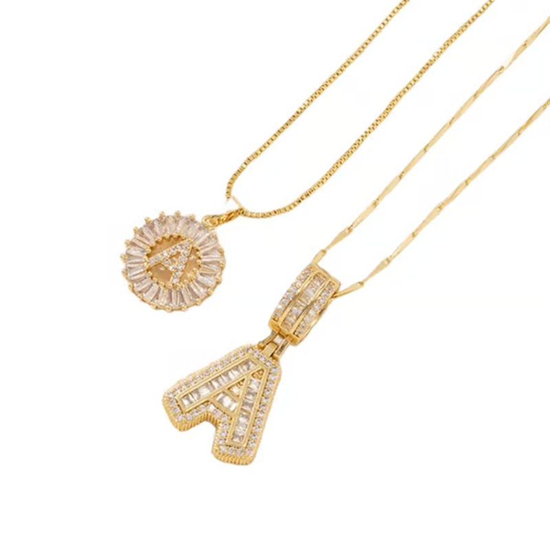 Collier pendentif alphabet doré