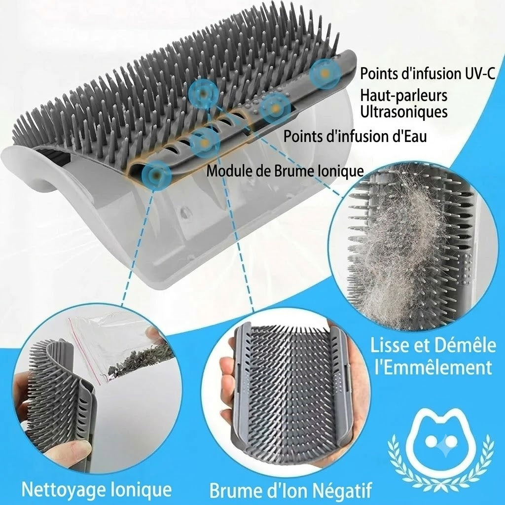 Brosse de massage auto-nettoyante pour coin de mur pour chat
