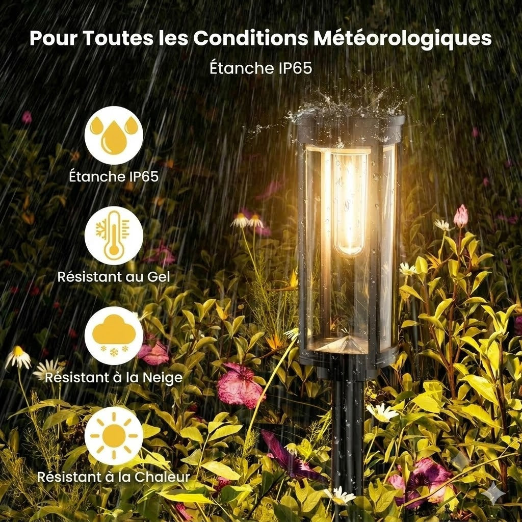 Éclairage Solaire pour Jardin – Design Rétro, 12 à 14 Heures d'Éclairage & Étanchéité IP65